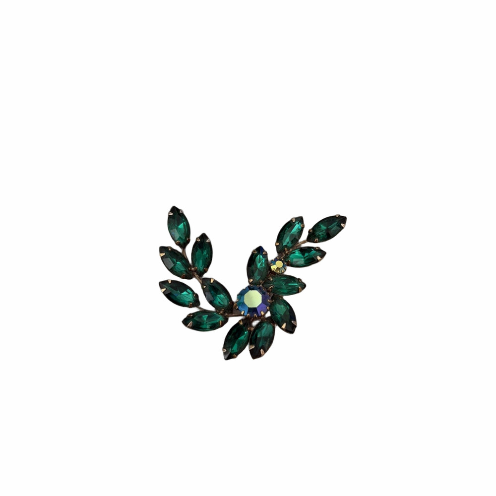 Juliana Green Vintage Rhinestone Brooch with Large Crystals